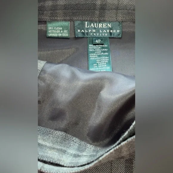 Lauren Ralph Lauren wool green plaid fringe midi wrap skirt (mix20) - Picture 4 of 5